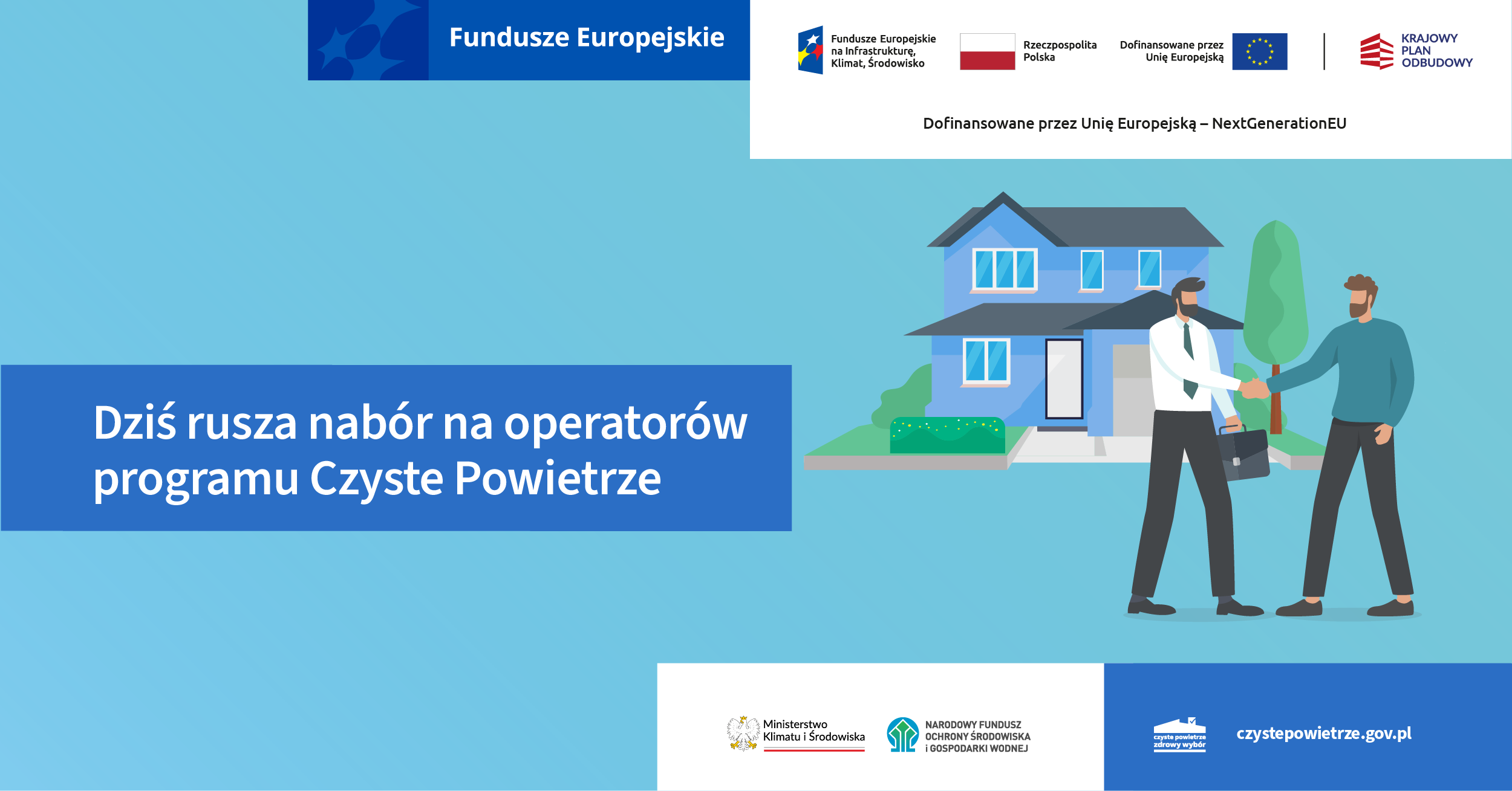 Grafika informująca o rozpoczęciu naborów na operatorów z logotypami